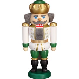 Seiffener Volkskunst Nutcracker Exclusive King 20 cm Made in Germany (White/Green)
