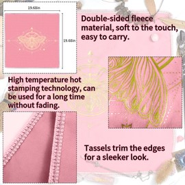 knana 2Pcs Altar Tarot Card Cloth - Velvet Tarot Divination Tablecloth with Tarot Carrying Bag, Golden Bee Pattern Tarot Cloth 19.68 by 19.68 inches - Pink