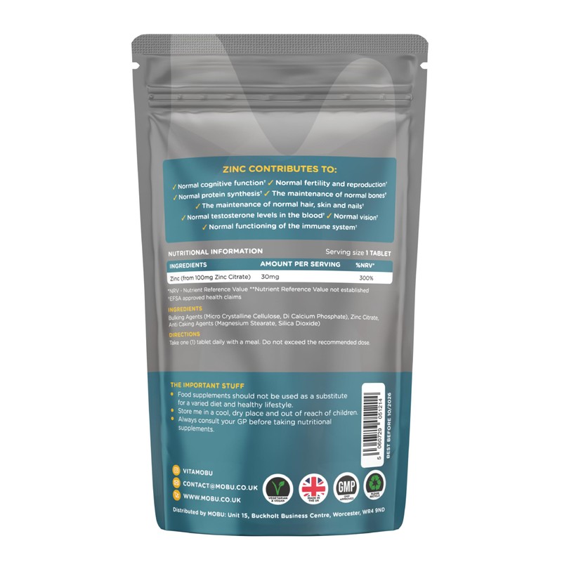 Zinc 100mg 120 Tablets Max Strength | Immune Function, Fertility