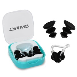 Trainr Nose Clip and Ear Plugs Swim Set Trnr-NCEP, Swimming Accessories for Women and Men, Nose Clip and Silicone Ear Plugs for Swimming, Reusable Waterproof Earplugs Swim Gear
