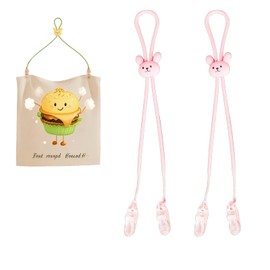 Vilbocr 4Pcs Lätzchenhalter Zahnarztserviettenklammer, tragbare Silikonzahnarztklammern Serviettenketten Lätzchen handlich für das Halten eines (Rosa)