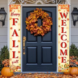 Avezano - Banner de otoño para puerta, diseño de feliz otoño, decoración de fiesta de Acción de Gracias