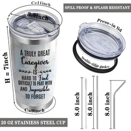 CWEGSJ Caregiver Gifts A Truly Great Caregiver 20oz Tumbler with Lid and Straw Stainless Steel Insulated Tumbler Appreciation Gift (Caregiver-Nutrition)