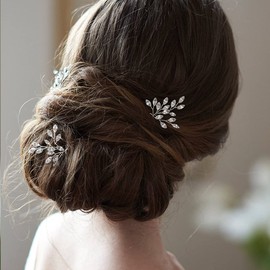 Asooll Rhinestone Hair Pins Silver Headpiece Bridal Hair Accessories for Women