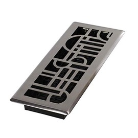 Décor Grates ADH412-NKL Art Deco Floor Register, 4x12 Inches, Brushed Nickel