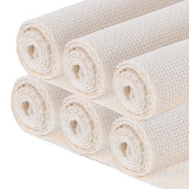 JIYIN 6 Pcs Punch Needle Fabric for Overlocking Edges, 7.9 x 7.9 Inch Tufting Cloth Monks Cloth for Punch Linen, Squares Punchs Needle Embroidery Fabric for DIY Art Craft Handwork