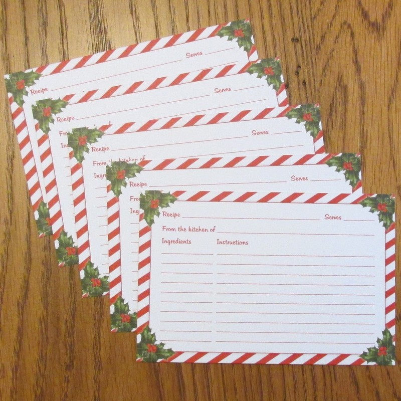 Christmas Recipe Cards Set of 50 - Double-Sided 4x6 Premium