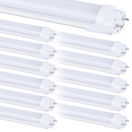 BSK.BESTKA 12-Pack 4FT LED T8 Type A+B Tube Lights, 30W(80W Equivalent), 4000LM, 6000K, Single or Double End Powered, Ballast Bypass, 4 Foot T10 T12 Fluorescent Bulbs Replacement, Frosted