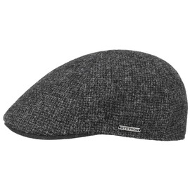 Stetson Texas Classic Wool Flatcap Peaked Cap Winter Hat Wool Cap Flat Cap Gatsby Cap Men's Made in The EU Winter Cap with Peak, Lining Autumn / Winter - dark grey, size: M (56-57 cm)