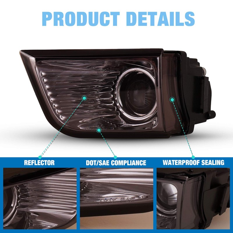 AUTOWIKI Fog Lights Fit for 2003-2005 Toyota 4Runner With Smoke