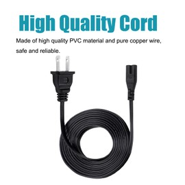 Power Cord Replacement for ZVOX Audio SoundBase 550 670 770 870 Home Theater Sound Bar System Zbase 580 555 Single Cabinet SoundBar Speaker AC 8ft 2 Prong Cable
