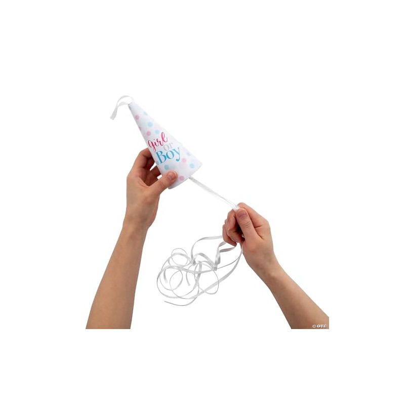 Fun Express Gender Reveal Pull String Streamers-Pink - Party Decor