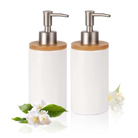 2 Pack Dish Soap Hand Soap, Ceramic Hand Soap Dispenser Set Kitchen 400ml Liquid Dispenser Bottle, Pump Jar Dispenser Refillable Hand Wash Dispenser For Bathroom, Countertop, Kitchen