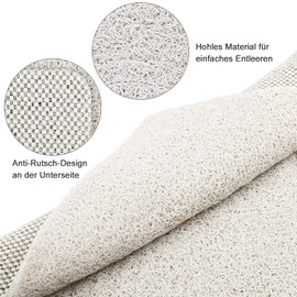 Non-Slip Shower Mat, 53 x 53 cm, Soft Comfort Safety Bath Mat with Drainage Holes, PVC Loofah Massage Shower Mats for Wet Areas, Quick Drying (White, 53 x 53 cm)