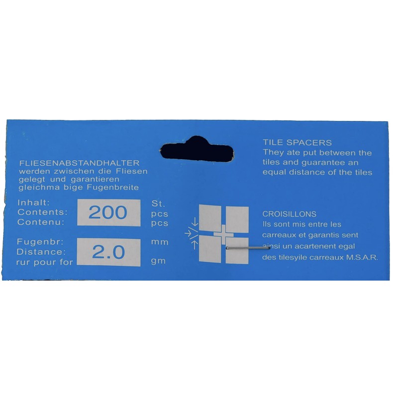 INTOX Tile Spacers 2.0 mm Pack of 200 White