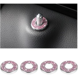 NoBrand 4 Pcs Bling Car Inner Door Lock Covers, Crystal Pull Rod Bolt Stickers, Spark