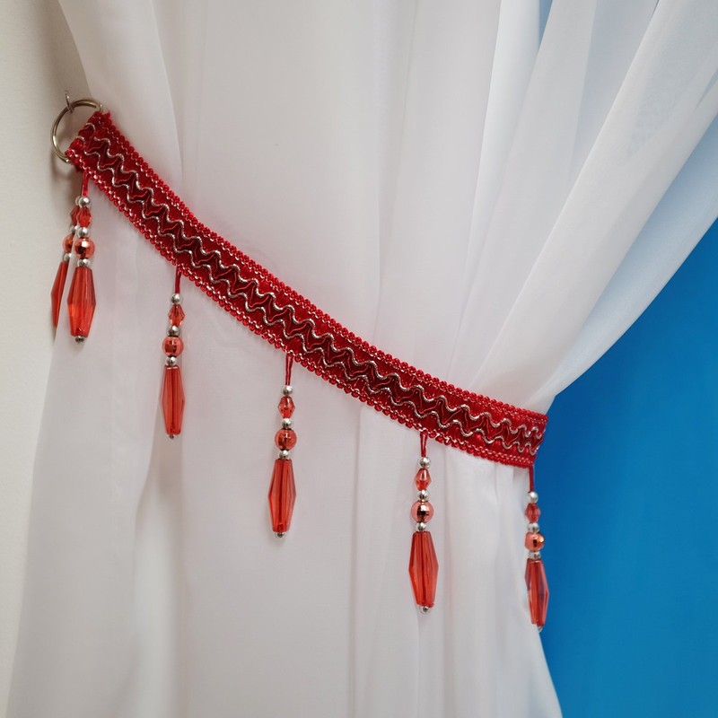 John Aird PAIR (x2) Crystal Beaded Curtain Tie Back (Red)