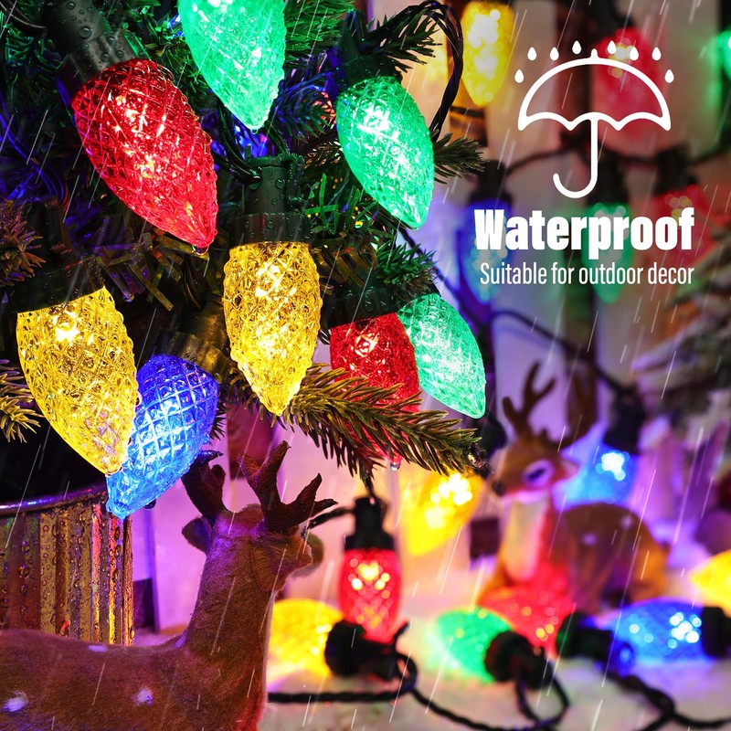 iBaycon Solar C9 Christmas Lights Outdoor, 65FT 100LED C9 Strawberry