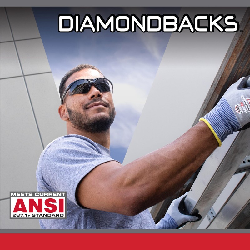 SAS Diamondbacks Safety Eyewear Black Frame, Clear Lens, One Size