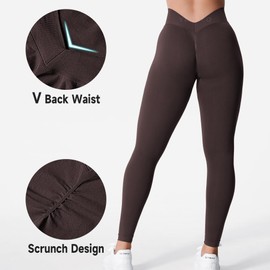 YEOREO Liz Scrunch Workout Leggings for Women High Waisted Butt Lifting V Back Waist Seamless Gym Yoga Leggings Chocolate L