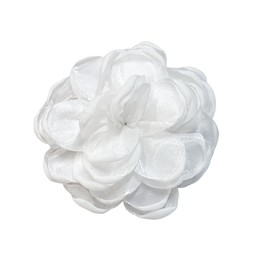 9cm Wedding Fabric Flower Brooch Pin Hair Clip for Women Elegant Big Camellia Rose Floral Brooches Lapel Pins Dainty Holiday Party Costume Dress Accessories Jewelry (White)