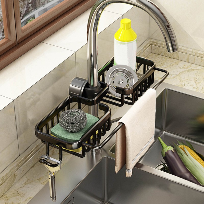 Kitchen Faucet Storage Rack Faucet Sponge Holder Hanging Drain Rack