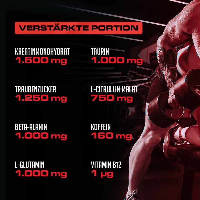 Pre Workout Beast Hardcore Pre Workout Booster with Caffeine, Creatine