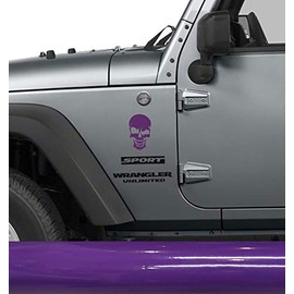 Set of (4) Small Skull decals Sticker Graphics 5 inches by 3.6 inches Fits Jeep Wrangler JK TJ YJ XJ CJ LJ Universal Truck Ram F150 fx4 fx2 laptops or any other flat surface Purple