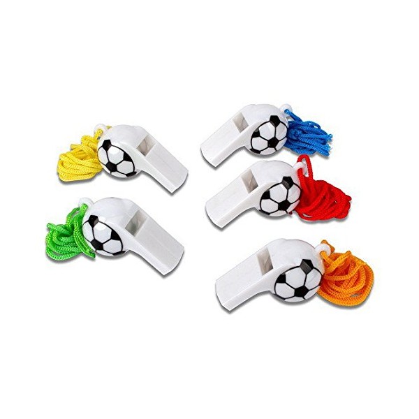 Schramm® Pack of 24 Plastic Football Design Whistles Approx. 5