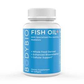 BodyBio Fish Oil+ with Specialized Pro-resolving Mediators - Support Healthy Inflammation Response - Herring Caviar Extract for Skin Health, Joint Comfort and Brain Health - 60 Softgels