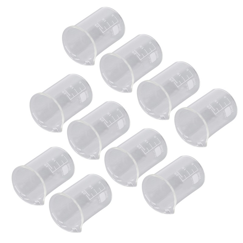 10PCS Glass Beaker Set Experiment Measuring Cup with Scale Teaching