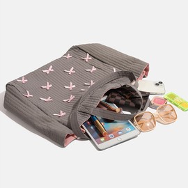 Umimss Bow Bag - Preppy Tote Bag, Y2k Handbag With Bow, Gray Pink Puffer Bow Aesthetic Tote Bag, Large Shoulder Hobo Bow Handbag, School Cute Tote Bag, Girls Womens Fashion Travel Tote Bag