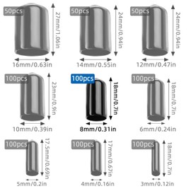 TXXATX 100 Pieces Rubber End Caps 8mm/0.31 in Rubber Caps PVC Round Tube Wire Caps Black Rubber Caps for Bottles for 7,5-9mm Pipes Thread Screws Protection Chair Leg Caps Bolt Caps