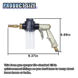 Car Wash Foam Gun Sprayer, Adjustable Metal High-Pressure Spray Hose Nozzle with 3.5oz/100cc Plastic Soap Dispenser Bottle, Fit Car Washing, Watering Plants, Floor Cleaning (Silvery)