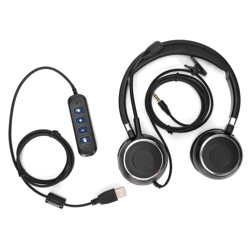Binaural Headset Office Headset with Mic and Audio Control for