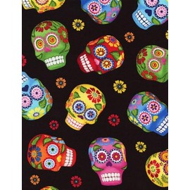 Timeless Treasures Munchies Sugar Skulls GM C1847 Black Fabric