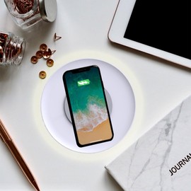 kalb QI Table Charger UFO, Wireless Charging, Dimmable Ambient Lighting, 183 x 183 x 23 mm, White - Qi-Certified