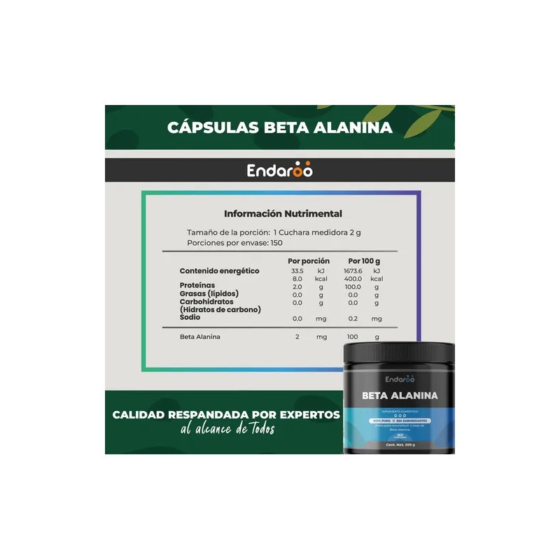Suplemento Polvo Endaroo Suplementos Alimenticios Beta Alanina 300g