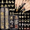 Gold Nail Charms, Crown Star Bow Butterfly Planet Dollar Sign