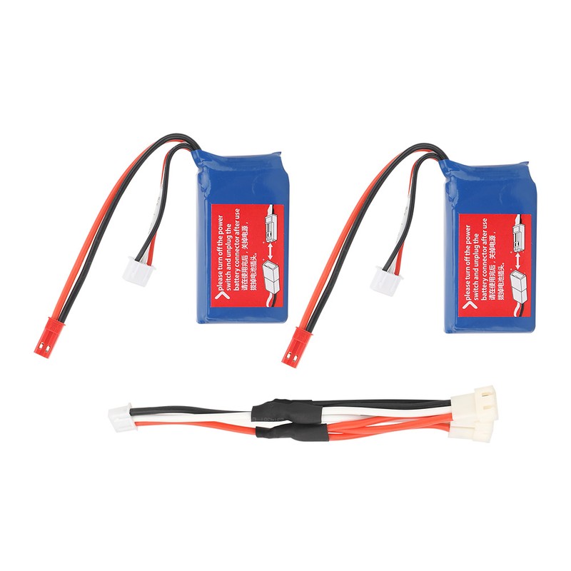 2Pcs 7.4V 1100mAh Lithium Battery with Charging Cable Fit for