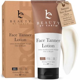 Bronceador facial - Fabricado en Estados Unidos con ingredientes naturales y orgánicos, loción autobronceadora facial gradual para un bronceado falso 