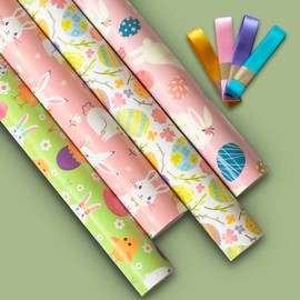 LGSMFT Easter Wrapping Paper for Kids,Gift Wrapping Papers 20 x 28inch Cute Wrapping Paper 12 Sheets 3 Design Pattern Easter Theme Gift Wrap for Spring Time, Party, Holiday and All Occasions