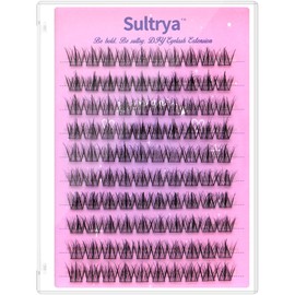 Sultrya DIY Eyelash Extensions Fluffy Layered 100 Pre-made Volume Fans Black Lash Clusters Faux Mink False Eyelashes Cluster Lashes Wispy Natural Look DIY at Home for Professional Results (13mm)