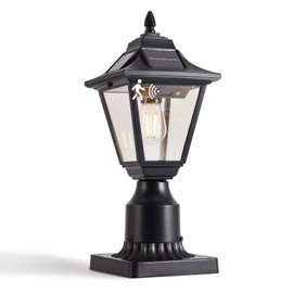 DARIISI Solar Post Light Fixture, Motion Sensor Solar Lamp Post Lights with Pier Mount Base, Outdoor Waterproof Post Lantern, Black Outdoor Solar Light for Yard Garden Pathway