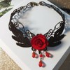 Flamenco Accessories,Women Rose Flower Hair Clip,Embroidered Sequins Fabric Handheld Folding