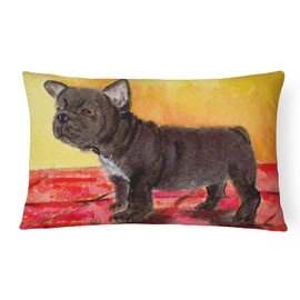 Caroline's Treasures SS8869PW1216 French Bulldog Canvas Fabric Decorative Pillow Machine Washable, Indoor Outdoor Decorative Pillow for Couch, Bed or Patio, 12HX16W