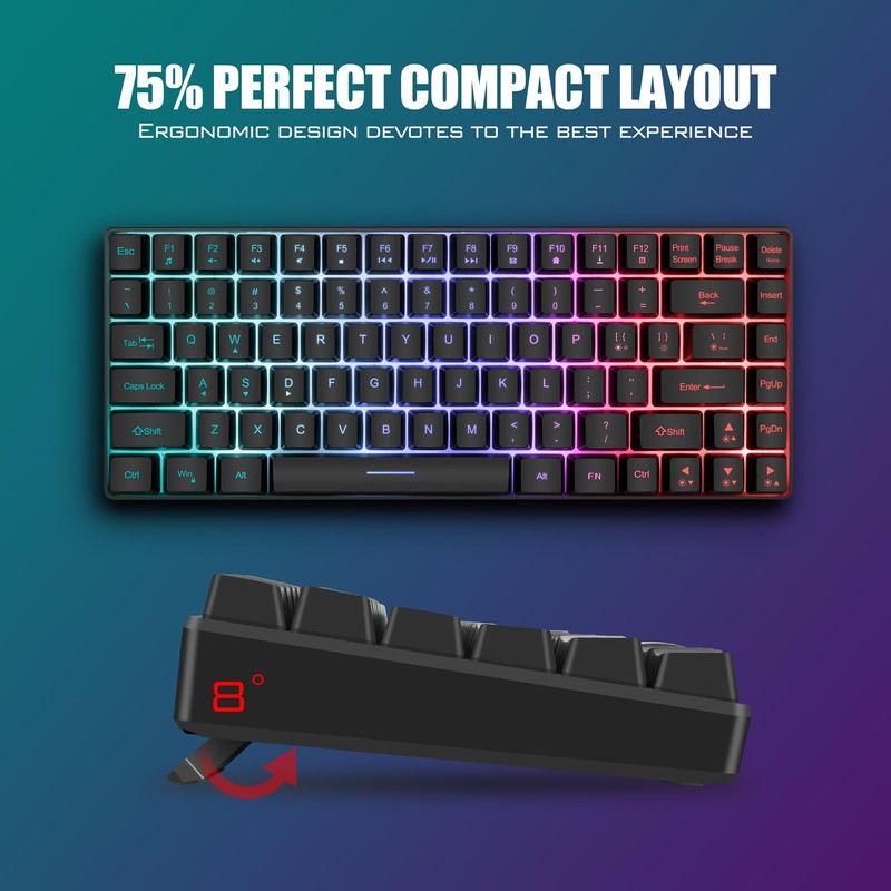 RedThunder K84 Wireless Keyboard and Mouse Combo, Rainbow Backlit Rechargeable