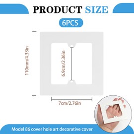 Light Switch Surround Cover Plate 6pcs, 2.36 Inch Socket Surround Cover, Finger Plates for Light Switches, White Plug Socket Surround, Easy Installation & Durable for Home Decoration
