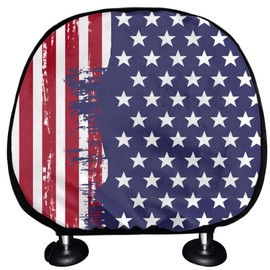TOADDMOS American Flag Headrest Covers Car Truck SUV Van Universal Fit 2 Pack Drivers Passenger Washable