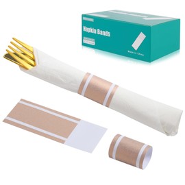 XINGYUNDEL Paper Napkin Bands (Matte Rose Gold Box of 250), Napkin Rings Self Adhesive,Silverware Wraps Bands,Table Setup Wedding Event Party Supply,Matte Rose Gold XY-2506